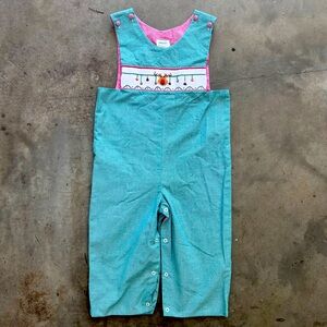 Zuccini Gingham Rudolph Christmas Smocked Coveralls Jon Jon | Boys Size 4T